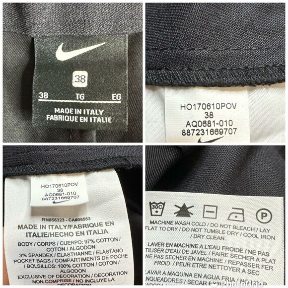 Nike Made in Italy Black Pants Mens 38 AQ0681-010 Cotton Stretch Golf Athleisure - Picture 2 of 14